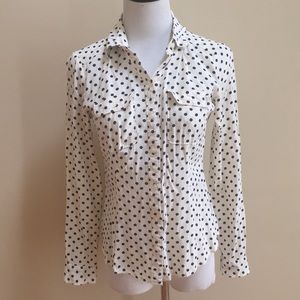 LOFT Polka Dot Button Down Top XS